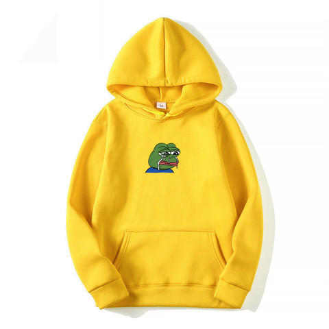 Sudadera con capucha para hombre y mujer, suéter divertido con dibujo grafiti sapo triste, de moda, hip-hop, forro polar, amarillo, rosa, 3XL ► Foto 1/6