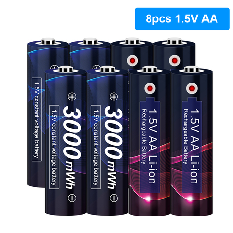 Batería recargable AA de 1,5 V, Pila de iones de litio AA de 1,5 V, 3000mAh, 2A, precargada, baja autodescarga, AA ► Foto 1/6