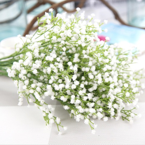 Flores artificiales blanco Gypsophila flores decorativas Para Boda nupcial accesorios de jarrones para la decoración scrapbooking ► Foto 1/6