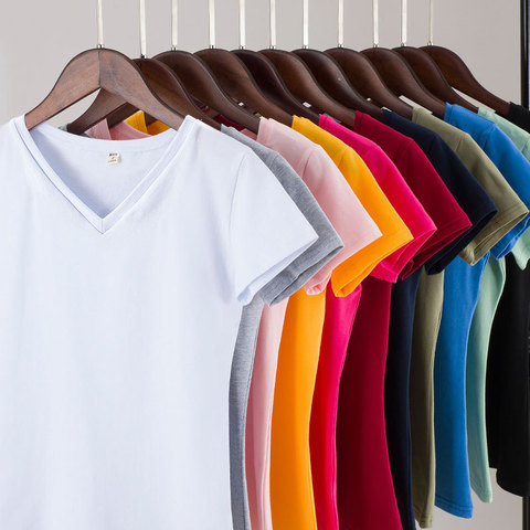 MRMT 2022-Camiseta de algodón para mujer, ropa de manga corta de Color puro, ajustada, 95% ► Foto 1/6