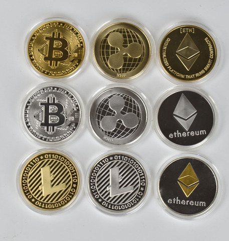 Moneda de Bitcoin bañada en oro BTC Bit Metal físico colección de monedas para regalo con funda de plástico, 1 ud. ► Foto 1/5