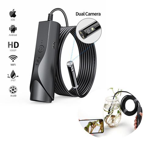 Último 1080P Cámara Dual de HD endoscopio con Cable de 8 LED de luz IP67 WiFi endoscopio para Android ios teléfono boroscopio para tableta ► Foto 1/6