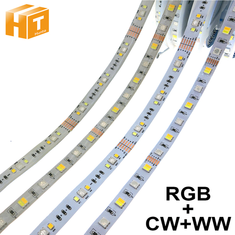 ¡RGBCCT tira de LED de 5050 12 V/24 V 5 Color en 1 Chips RGB + WW + CW 60 LEDs/m 5 m/lote RGBW LED tira de luz 5 m/lote! ► Foto 1/6