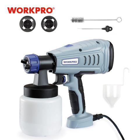 WORKPRO-pistola de pulverización de pintura, 550W, 220V, alta potencia de 800ML, pulverizador de pintura eléctrico con 2 boquillas para principiantes, uso doméstico ► Foto 1/6