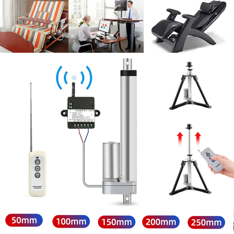 Mando a distancia RF para apertura de puertas y ventanas, actuador lineal eléctrico de 12v, engranaje de metal, motor lineal de 50mm, 100mm, 150mm, 200mm, 250mm ► Foto 1/6