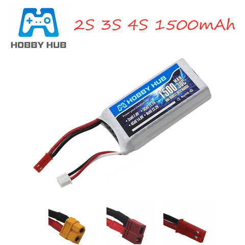 HOBBY HUB 7,4 v 11,1 V 14,8 v 1500mAh 3s batería para RC coche avión piezas de repuesto de cuadricóptero 2s batería lipo 1 Uds 11,1 v ► Foto 1/6