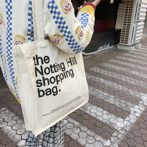 De lona de las mujeres bolsa de compras Notting Hill libros bolsa mujer tela de algodón bolsa de hombro bolso Eco bolso reutilizables bolsas de compras ► Foto 1/5