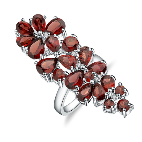 GEM'S BALLET-anillo de gema de granate roja Natural para mujer, anillos de cóctel de plata de ley 925 para mujer, joyería fina de boda ► Foto 1/6