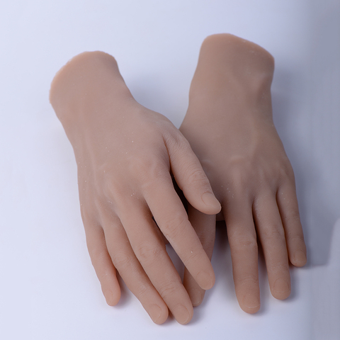 2pcs Men's Fake Hands Mannequin for Tattoo/Nail Art Practice Jewelry/Glove/Watch/Ring Display, Prop Stage Hands ► Foto 1/6