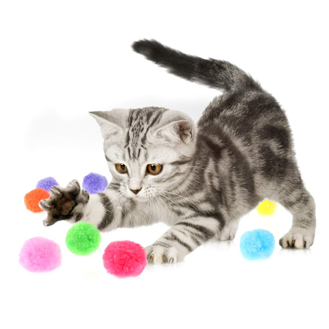 Bolas interactivas divertidas de lana de felpa para gatos, juguetes coloridos para gatos y Mascotas ► Foto 1/1