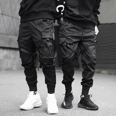 Pantalones bombachos con cintas para hombre, ropa de calle, estilo Hip Hop, informal, con bolsillos, a la moda, Harajuku, 2022 ► Foto 1/6