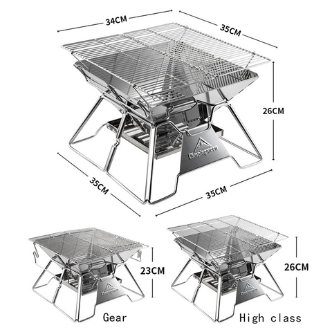 Parrilla de barbacoa de acero inoxidable para Picnic, parrilla de carbón portátil plegable para el hogar y al aire libre, accesorios para barbacoa ► Foto 1/4