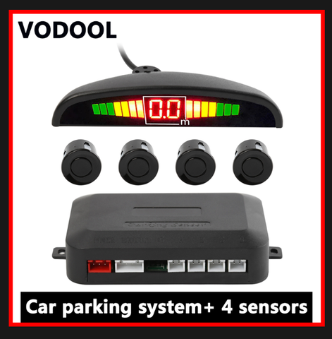 VODOOL-Kit de pantalla LED para coche, sistema de detección monitorizado con Radar y 4 sensores de estacionamiento, marcha atrás ► Foto 1/6