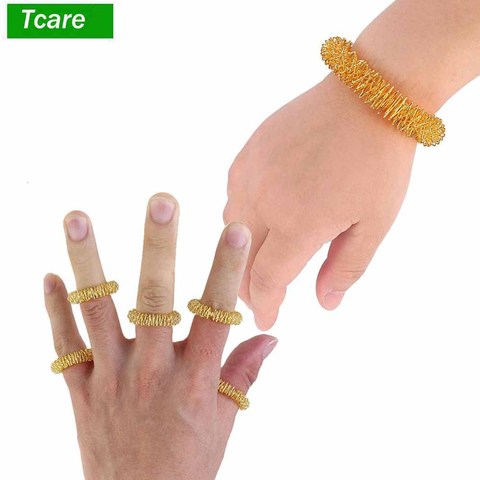 5 uds. anillos de masaje unids de acupresión + unids 2 uds. masajeador de muñeca anillos de acupresión conjunto de anillo de medicina Fidget anillo de dedo para niños adolescentes adultos ► Foto 1/6