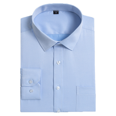 Más tamaño nuevo básico manga larga tipo sqaure collar sólido cómodo Sarga de negocios hombres camisas de vestir slim fit formal Masculino tops ► Foto 1/6