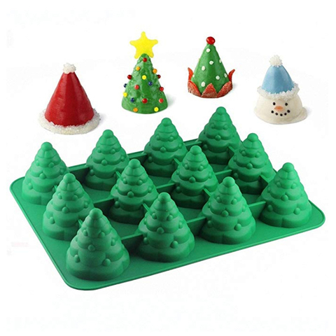 12 árbol Navidad silicona molde de la torta de Chocolate helado o Mousse de gelatina Pudding postre horneado de Pan utensilios para horno herramientas de decoración ► Foto 1/6