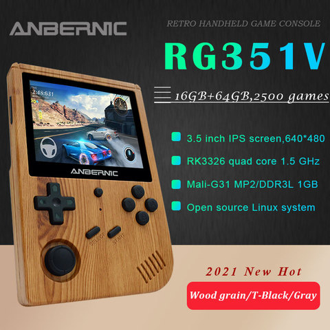 ANBERNIC-consola de juegos Retro RG351V, emulador de consola portátil de 3,5 pulgadas, 640x480, 16G, RK3326, código abierto, para PS1, regalo para niños ► Foto 1/6