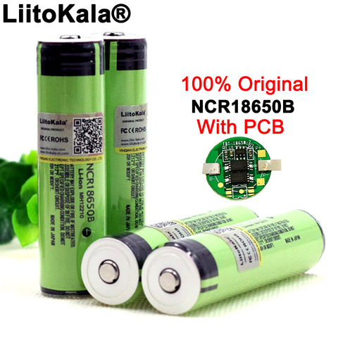 Liitokala-batería recargable Original protegida, 2022 NCR18650B, 18650 mah, con PCB, 3400 V, para baterías de linterna, 3,7 ► Foto 1/5