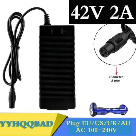 Cargador de batería Universal de 42V y 2A para Hoverboard, adaptador de cargador para patinete eléctrico de 36v, enchufe de la UE/EE. UU./AU/UK ► Foto 1/6