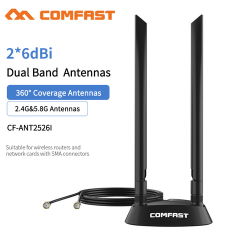 Antena base de extensión omnidireccional para enrutador/adaptador inalámbrico, banda Dual potente 2 de alta ganancia, 2,4 + 5 Ghz, 360 grados, SMA, 1,2 M ► Foto 1/6