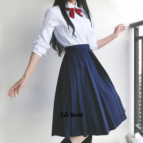 Vestido largo plisado de cintura alta para chica, falda japonesa de colores sólidos, uniforme escolar JK, ropa para estudiantes ► Foto 1/6