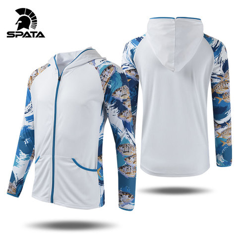 SPATA-ropa de pesca de manga larga para hombre, abrigos, abrigo Solar UV, camiseta de pesca, jerséis, Sudadera con capucha, ropa de pesca, novedad de 2022 ► Foto 1/6