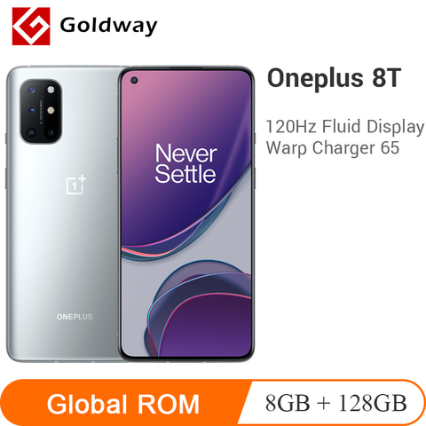 Original OnePlus 8T 8 T 8GB RAM 128GB ROM teléfono móvil Snapdragon 865 a 120Hz líquido Pantalla AMOLED 48MP Quad Cámara 65W de carga ► Foto 1/6