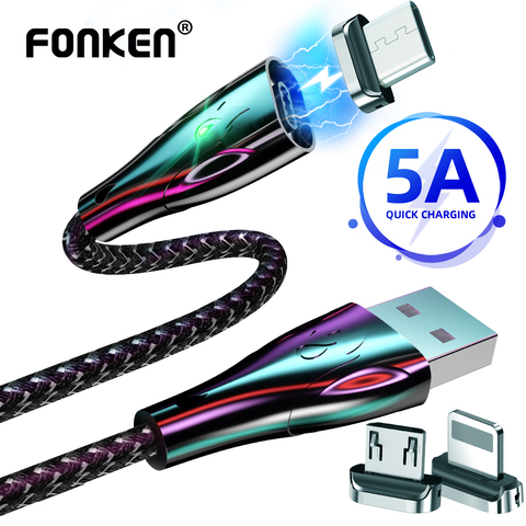 FONKEN-Cable de carga magnética tipo C, Cable de carga microusb para teléfono móvil, para Iphone ► Foto 1/6