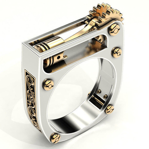 Letepi-Anillo de boda Punk para hombre y mujer, con engranaje mecánico, joyería de boda moderna, 2022 ► Foto 1/5