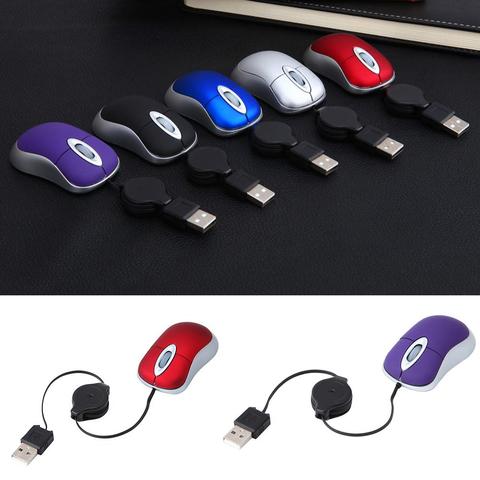 Mini ratón óptico con Cable y Cable retráctil, accesorio Universal telescópico de 3 teclas ajustable de 1600DPI para ordenador portátil USB ► Foto 1/6