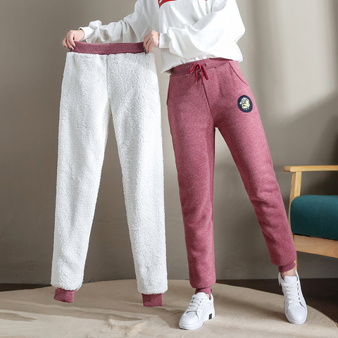 Pantalones cálidos bombachos de terciopelo grueso para mujer, calzas deportivas de Cachemira, Color caramelo, informales, sueltos, para Otoño e Invierno ► Foto 1/6