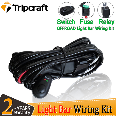 Tripcraft-Barra de luz LED de obra, Kit de arnés de cableado, relé para Auto todoterreno 4x4 72-300W, interruptor de fusible de hilo, 12V 40A ► Foto 1/6