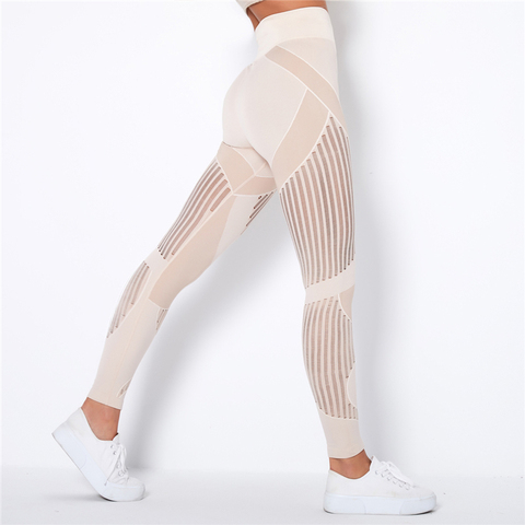 Mallas sin costuras de cintura alta para mujer, pantalones de Yoga para gimnasio, Leggings deportivos, mallas de entrenamiento con malla para invierno ► Foto 1/6