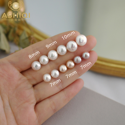 ASHIQI-pendientes de tuerca de perla Natural de agua dulce auténtica para mujer, aretes pequeños de Plata de Ley 925, joyería para mujer, regalos ► Foto 1/6