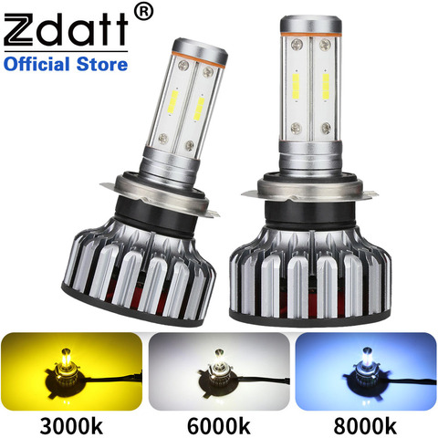 Zdatt lampara h7 led para coches H1 HB3 HB4 H11 H4 H7 bombillas LED de faro delantero de coche 3000K 6000K 8000K 360 de 100W 12000Lm 12V Canbus Turbo luces led para auto ► Foto 1/6