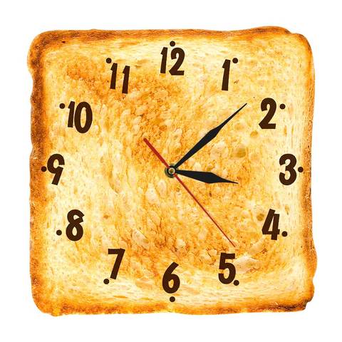 Reloj de pared de cuarzo para decoración del hogar, cronógrafo con diseño de pan tostado realista, signo de panadería, pan, comedor, pared de habitación, silencioso ► Foto 1/6