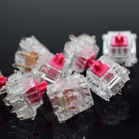 Paquete de 10 unidades, interruptor de teclado mecánico Gateron original personalizado, KS-6 de interruptores táctiles de color rosa y rojo ► Foto 1/4