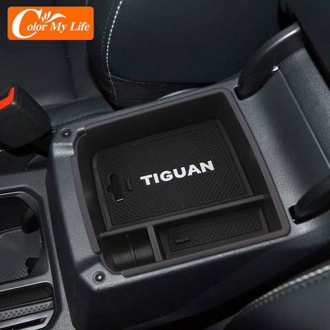 Color My Life coche apoyabrazos Centro de caja de almacenamiento contenedor de guante organizador caso para Volkswagen VW Tiguan Mk2 2016, 2017, 2022, 2022 ► Foto 1/4