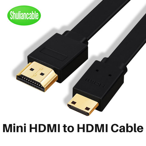 Plana de alta velocidad Mini HDMI a HDMI Cable 1m 1,5 m 2m 3m 5m 4K 3D 1080P Cámara monitor proyector portátil TV Mini cable HDMI ► Foto 1/6