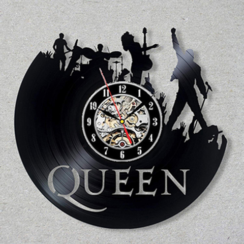 Reloj de pared de banda de Rock Queen, diseño moderno, tema de música, clásico, discos de vinilo, reloj de pared, arte, decoración del hogar, regalos para músico ► Foto 1/6