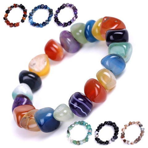 DIEZI Yoga étnicas Multicolor naturales irregulares hilo de perlas de piedra pulsera para hombres mujeres hecho a mano 7 Chakra pulseras brazalete de los hombres ► Foto 1/6