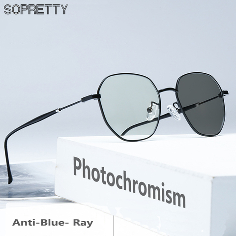 Gafas fotocromáticas ultraligeras para mujer, lentes fotocromáticas antirayos azules, Fliter lentes ópticas de radiación, marcos y bloqueos, UV400 ► Foto 1/6