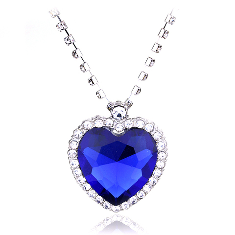 Corazón modelo Titanic Ocean amor para siempre collar corazón corona colgante de cristal COLLAR COLGANTE para las mujeres las niñas el día de San Valentín, regalo de cumpleaños ► Foto 1/1