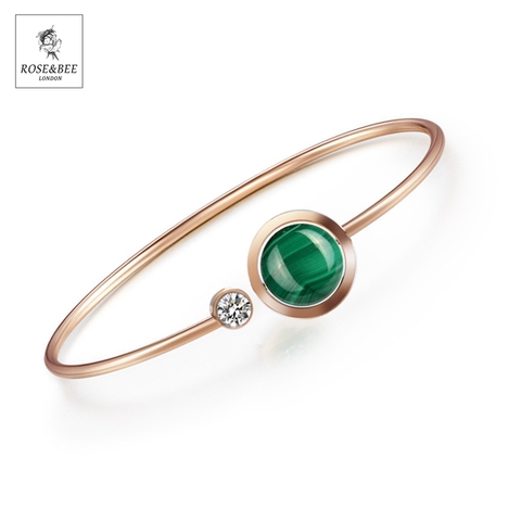 Pulseras de Moda Retro para mujer, brazaletes de malaquita verde con cristal, joyería de diamantes de imitación, brazalete de barra circular para mujer 2022 ► Foto 1/6