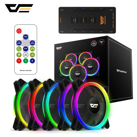 DarkFlash-ventilador enfriador DR12 Pro Aura Sync, RGB, para ordenador, PC, ventilador con cubierta LED ajustable, 120mm, remoto silencioso, refrigeración de ordenador, funda de CPU ► Foto 1/6