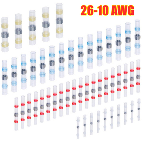 5/10/20/30 Uds. Manguitos de sello de soldadura resistentes al agua conectores de Cable a tope termorretráctiles terminales estañadas de empalme de Cable eléctrico 26-10AWG ► Foto 1/6