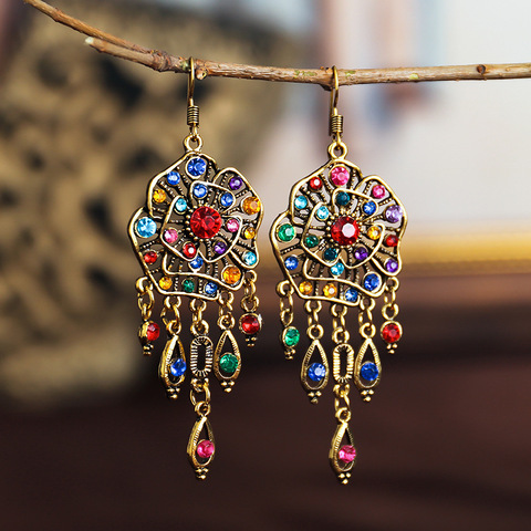 Pendientes indios colgantes con borlas bohemias para mujer, joyería para mujer, aretes Flor Retro Jhumka, 2022 ► Foto 1/6