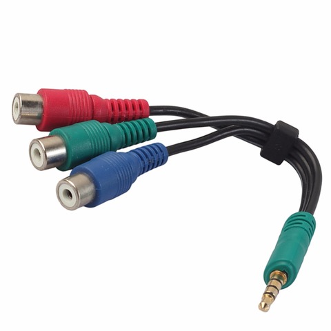 Cable adaptador de vídeo auxiliar macho a componente YPbPr 3 RCA hembra, 4 polos, 3,5mm, verde, azul, rojo, 3 RCA, línea externa para Samsung, TV y PC ► Foto 1/6