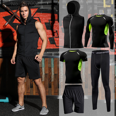 Conjunto deportivo ajustado para hombre, ropa deportiva para correr deportes al aire libre, gimnasio, entrenamiento en seco, MMA ► Foto 1/6