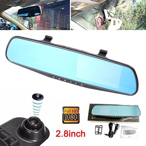 Espejo retrovisor DVR de alta calidad para coche, grabadora de conducción, cámara de salpicadero, 1080P, HD, pantalla azul, 2,8 pulgadas, espejo azul deslumbrante ► Foto 1/6